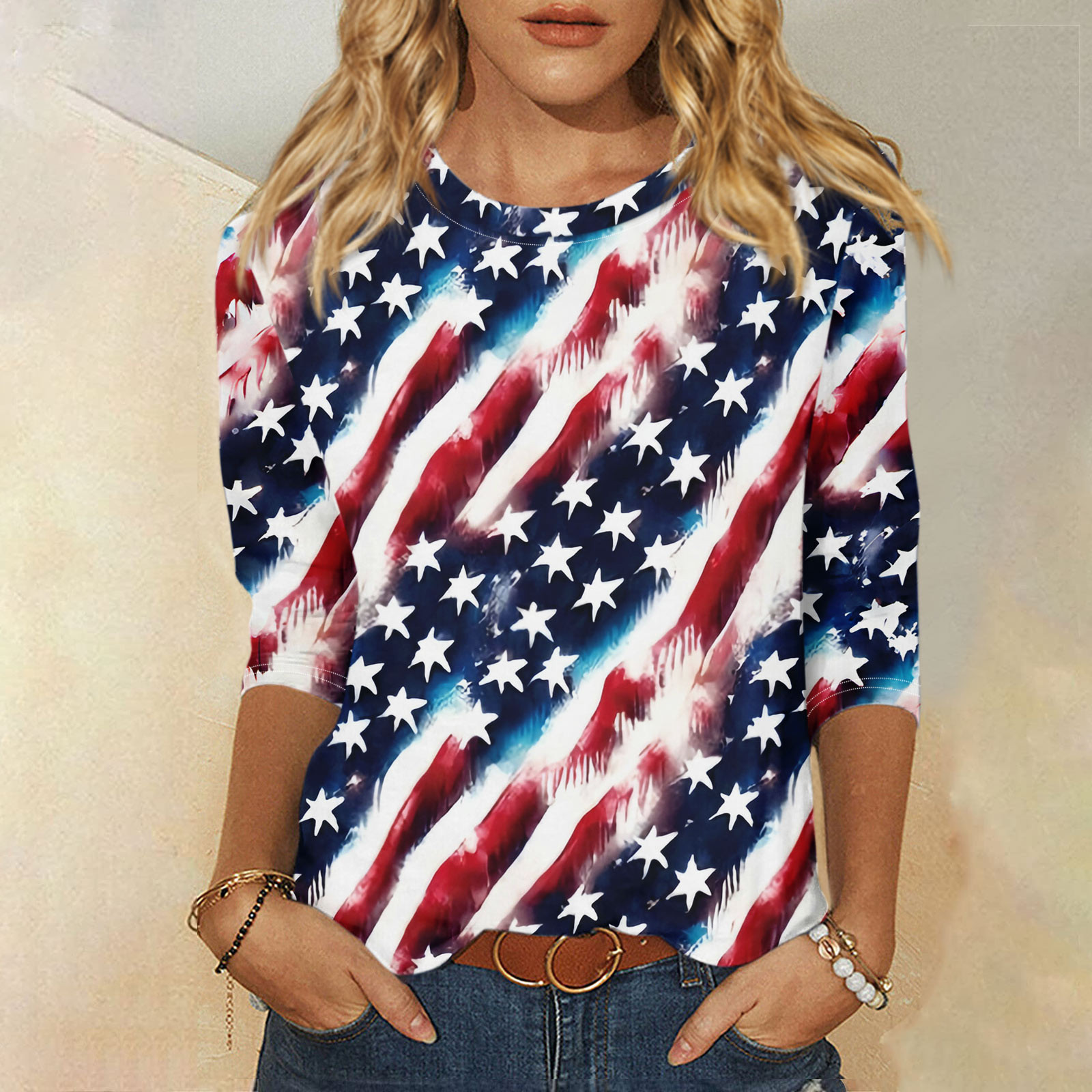 Preshrunk Cotton Tank Top Vest Americana Red White and Blue Swirl Tie-Dye main image 1